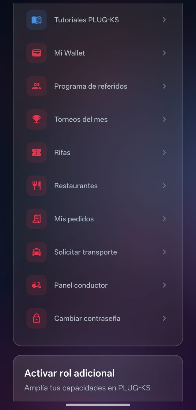 Menú del perfil PLUG-KS